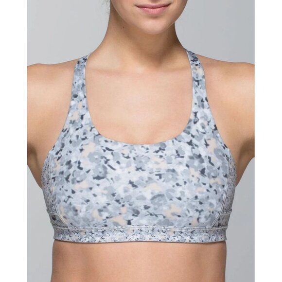 LULULEMON TOP FLEUR SILVER SPOON GRAY RACERBACK FITNESS SPORTS BRA Top 4 A001090 - Picture 1 of 4